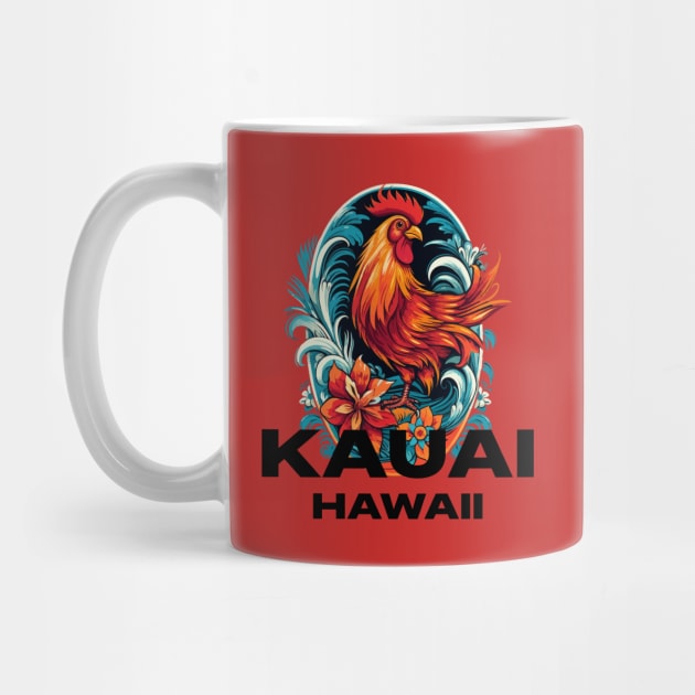 Kauai Hawaii - Rooster (with Black Lettering) by VelvetRoom